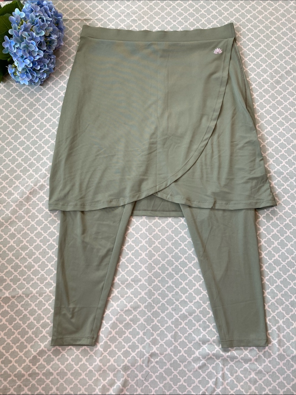 Snoga Sage Green Wrap Skirt Ankle Leggings 1X
